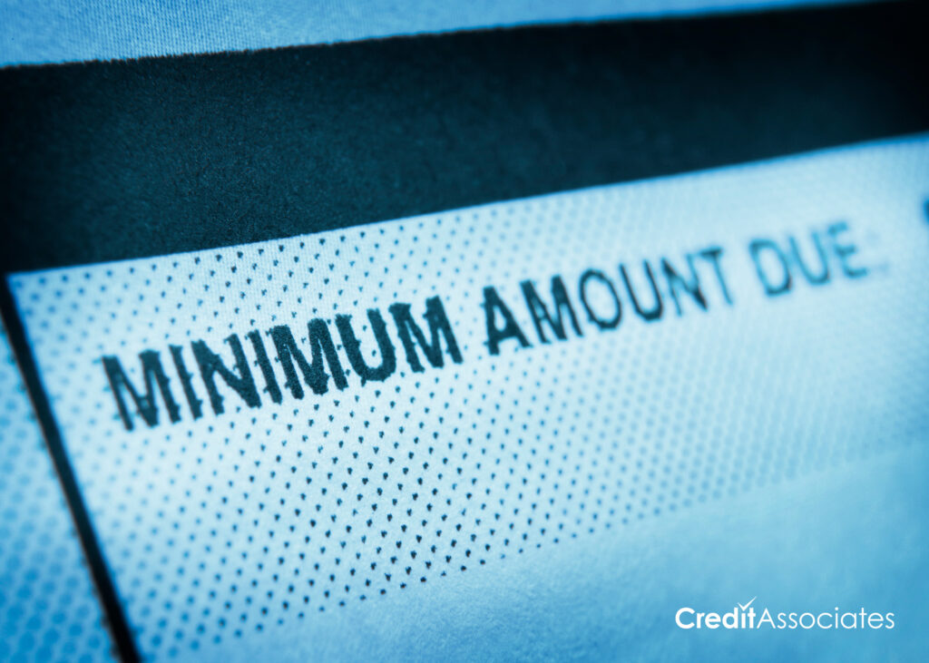 The "minimum amount due" line on a credit card statement