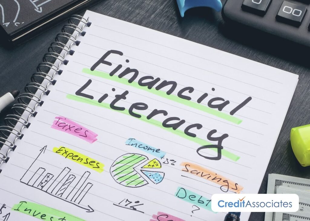 Notebook with notes on financial literacy.